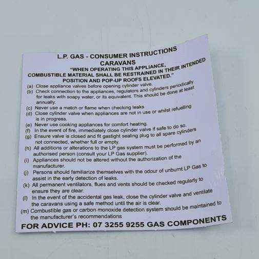 Long Caravan instruction Sticker Label - Everything Caravans