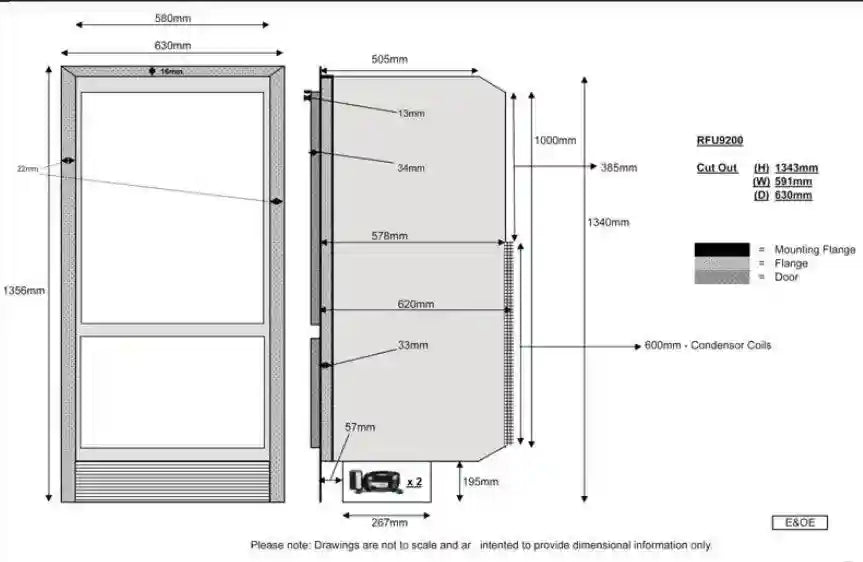 Nova Kool RFU9200Dc - 258 Litre Dual Compressor Fridge Freezer - Everything Caravans