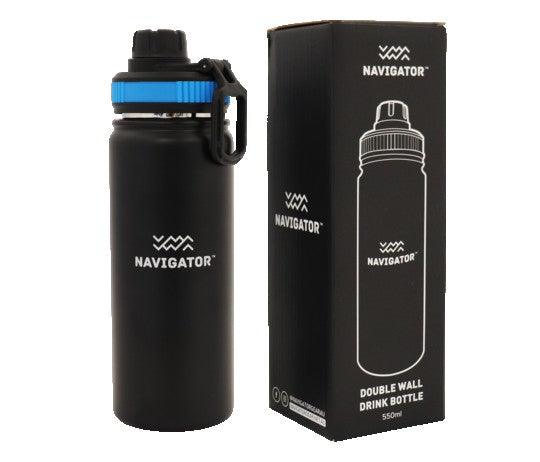 Navigator Gear Double Wall Drink Bottle - Stainless Steel Black - Everything Caravans