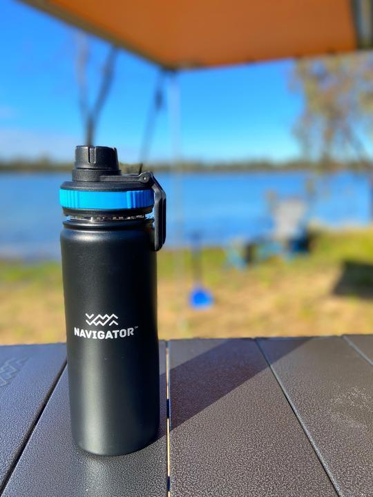 Navigator Gear Double Wall Drink Bottle - Stainless Steel Black - Everything Caravans