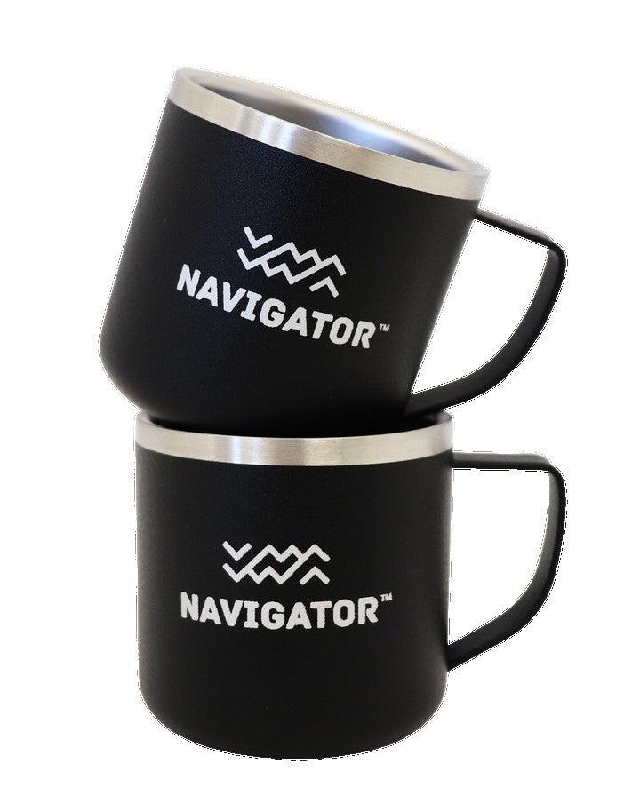 Navigator Gear Double Wall Espresso Cups Twin Pack - Stainless Steel Black - Everything Caravans