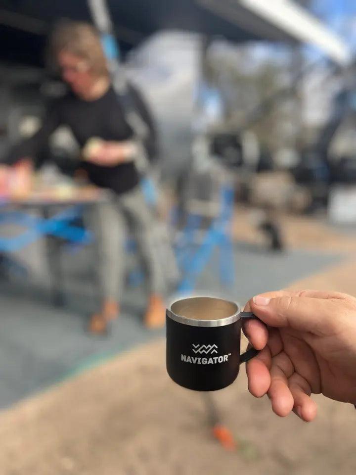 Navigator Gear Double Wall Espresso Cups Twin Pack - Stainless Steel Black - Everything Caravans