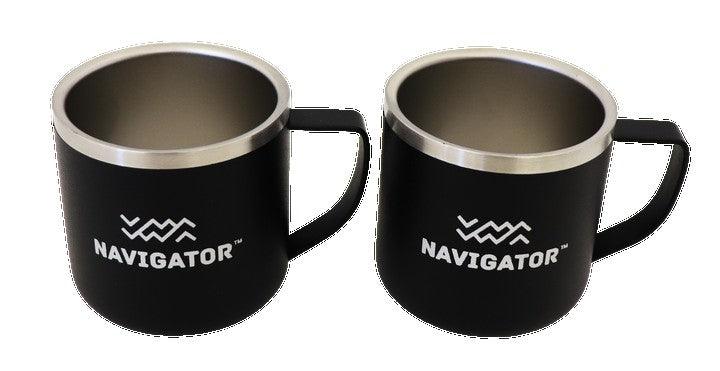 Navigator Gear Double Wall Espresso Cups Twin Pack - Stainless Steel Black - Everything Caravans