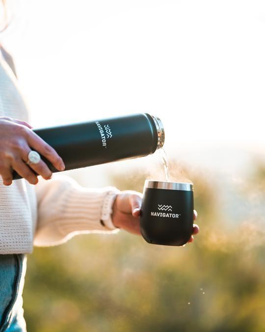 Navigator Gear Double Wall Flask - Stainless Steel Black - Everything Caravans