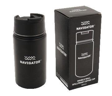 Navigator Gear Spillproof Coffee Cup - Stainless Steel Black - Everything Caravans