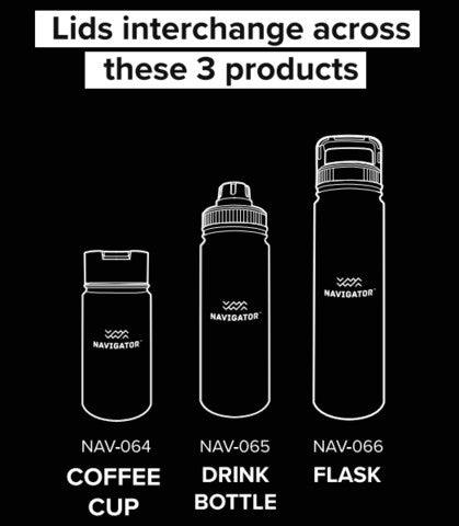 Navigator Gear Spillproof Coffee Cup - Stainless Steel Black - Everything Caravans