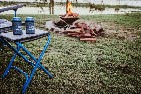 Navigator Gear the Nowhere Flip Stool Blue Grey 125Kg - Everything Caravans