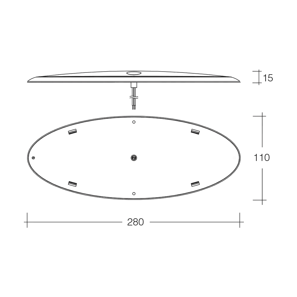 Oval Saturn Oval Led interior Lamp with touch Sensitive On/Dim/Off Switch - Everything Caravans