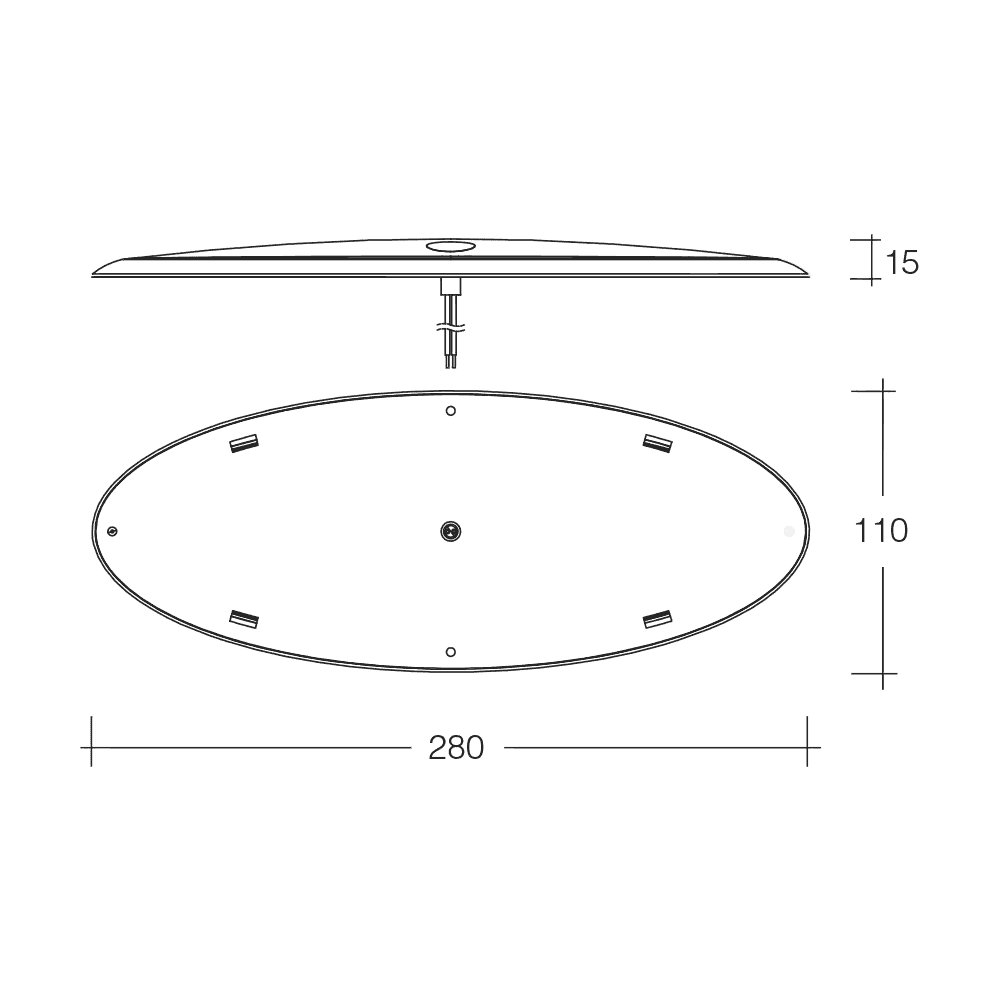 Oval Saturn Oval Led interior Lamp with touch Sensitive On/Dim/Off Switch - Everything Caravans