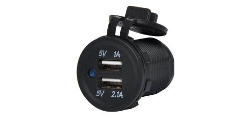 Caravan Dual USB Waterproof Panel Mount 3.1A Charging Socket Black - Everything Caravans