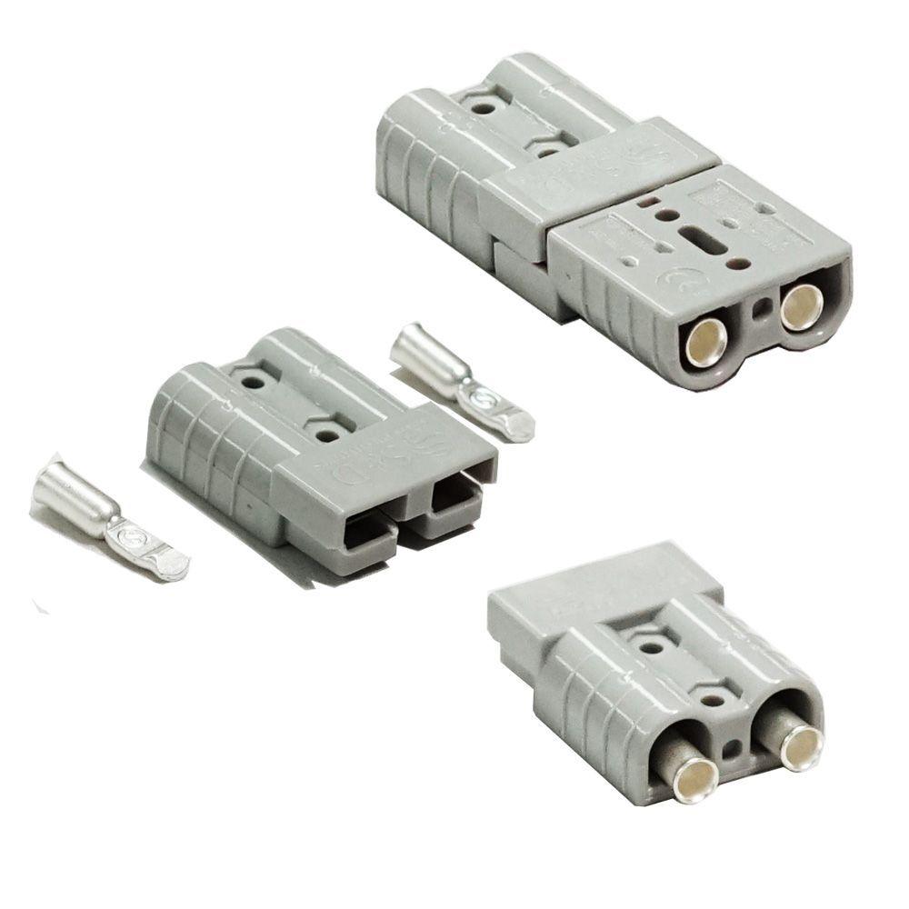 Anderson Style Plug Connector 50amp 6Awg Grey Pair - Everything Caravans