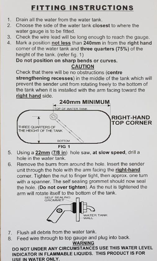 RV Electronics Water Tank 5 Meter Lead and Sender Probe - Everything Caravans