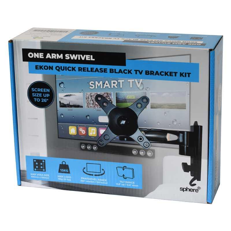 Sphere Ekon Quick Release TV Bracket Single Arm 15Kg Capacity - Everything Caravans