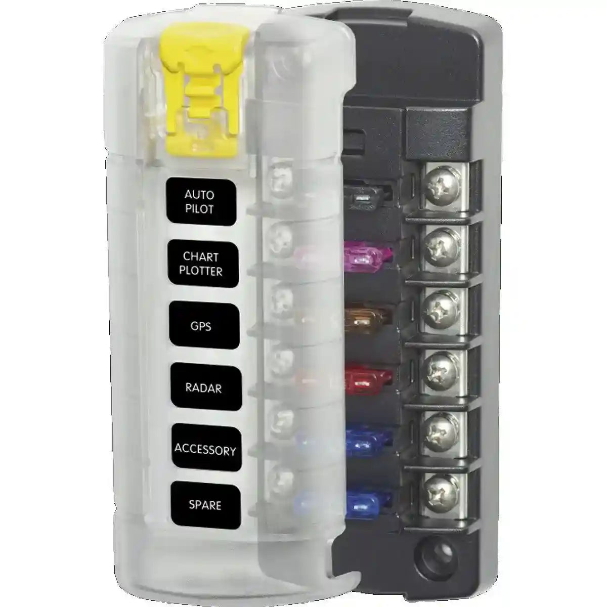 Blue Sea St Blade Fuse Block – 6 independent Circuits with Cover - Everything Caravans
