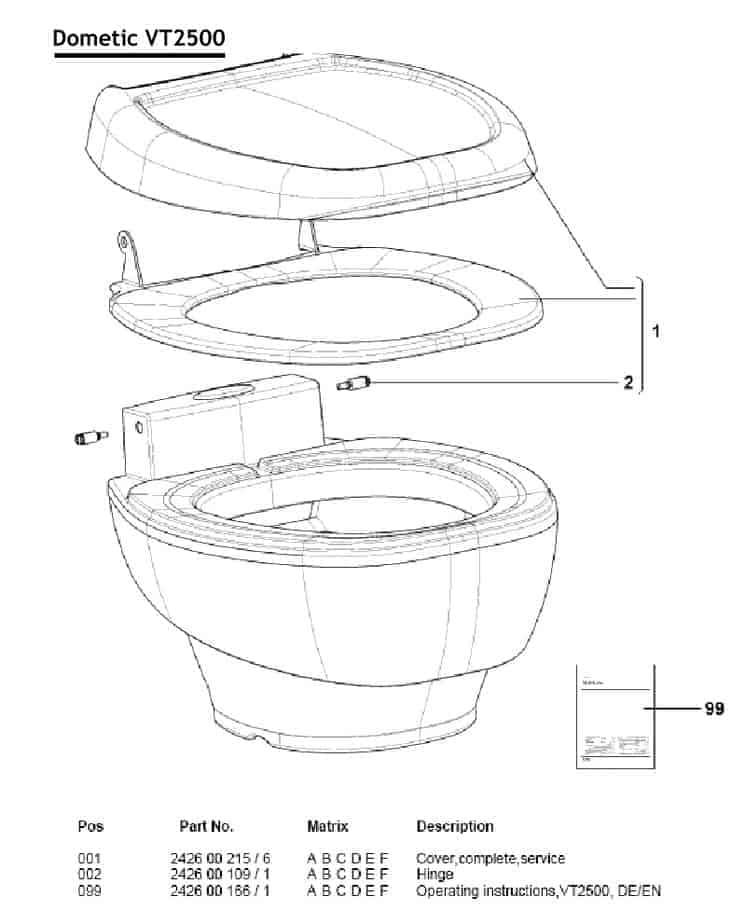 Seat and Cover for Dometic VT2500 Vacuum Toilet - No Longer Available - Everything Caravans