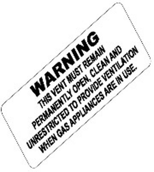 Vent Warning Label (White withred Writing) - Everything Caravans
