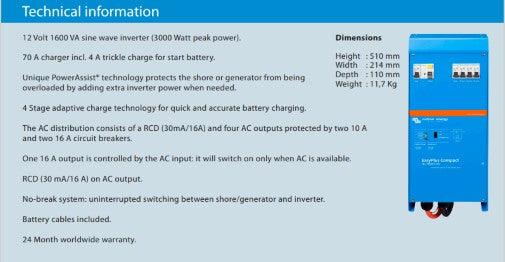 Victron Blue Power Easyplus Compact 12v Model 1600-70-16 - Everything Caravans