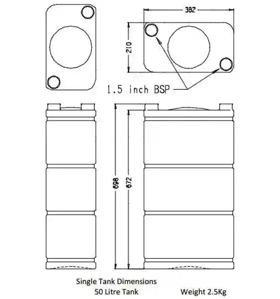 Water Tank for Grey Water 50 Litre 698mm 382mm 210mm - Everything Caravans