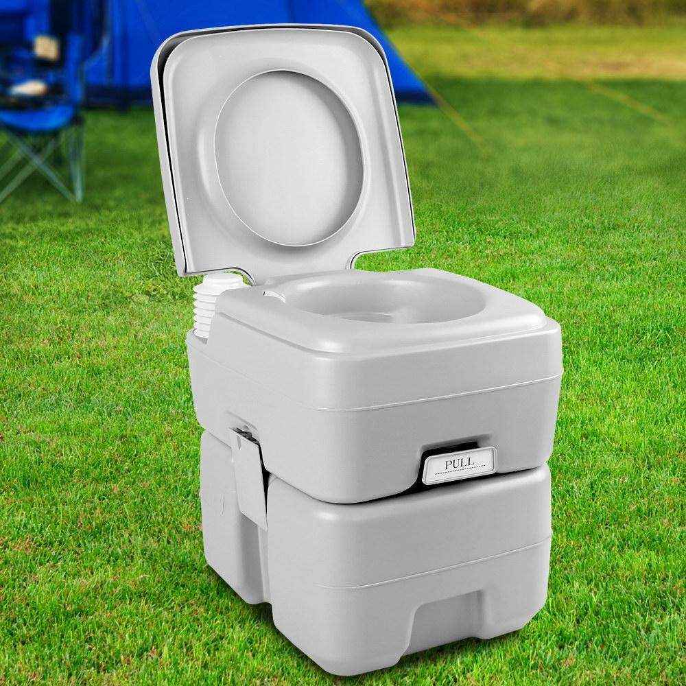 20L Portable Outdoor Camping Toilet - Grey - Everything Caravans