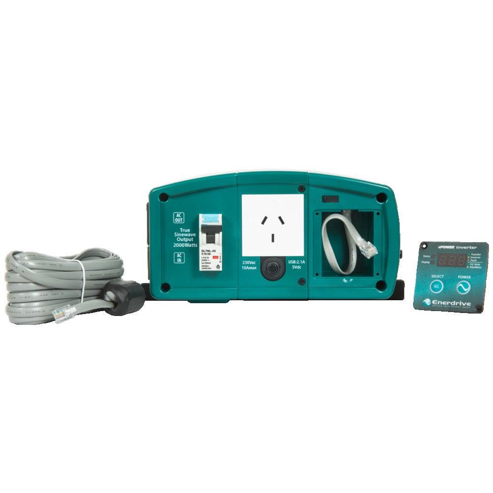 Epower 2000W 12v True Sine Wave Inverter with AC Transfer and Safety Switch - Everything Caravans