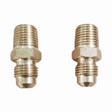 Brass Gas Fitting 007-0504 5/16 Flare Union to 1/4 Taper Thread x 2