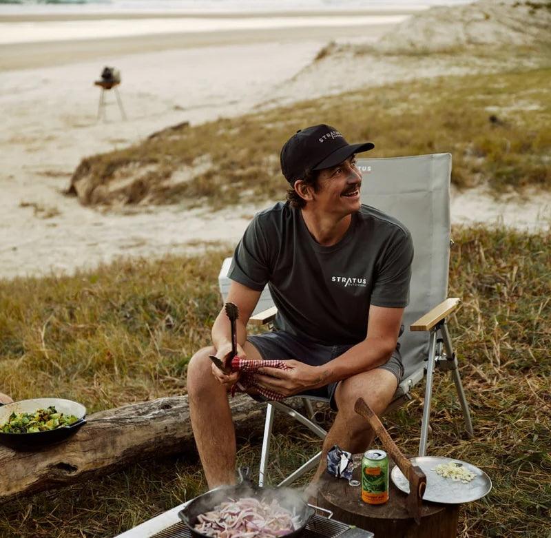 Stratus Outdoor ALL-DAY Reclining Camp Chair - Stone - Everything Caravans