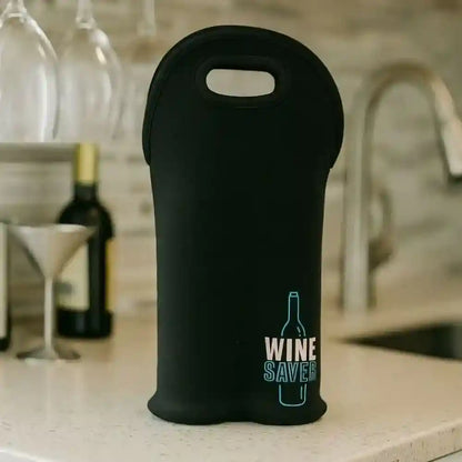 WineSaver Double Bottle Holder Black Secure Transport for 2x 750ml Wine Bottles