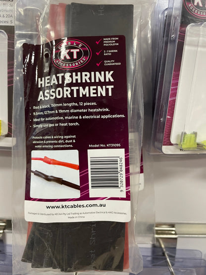 Heat Shrink Non Adhesive 9.5mm to 19mm Assorted Kit 12Pcs