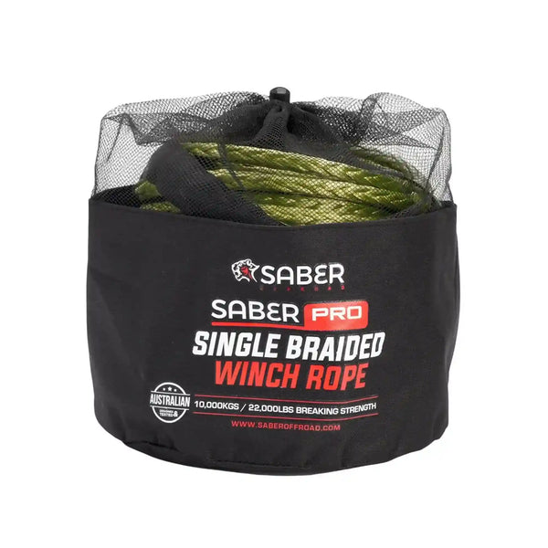 10mm SaberPro Green Single Braided Winch Rope — SBR-30WR-G