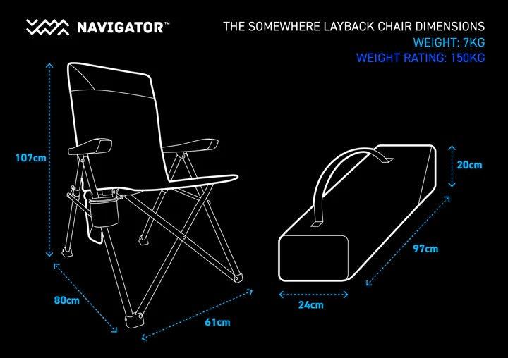 Navigator Gear the Somewhere Layback Chair Adults 150Kg Blue Grey - Everything Caravans