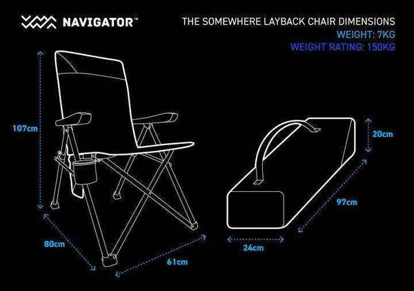 Navigator Gear the Somewhere Layback Chair Adults 150Kg Blue Grey - Everything Caravans
