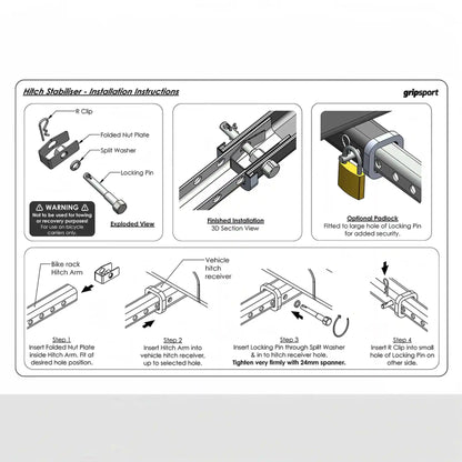 Gripsport Bike Rack Hitch Stabiliser (Anti Rattle - Anti Theft)