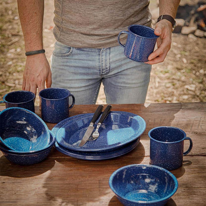 Campfire 12 Piece Enamel Dinner Set Navy Blue
