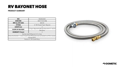 Dometic RV 2 Cooker Bayonet Hose for 9620022660