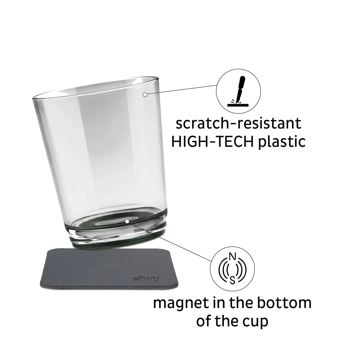 2 x Magnetic Drinking Cup Triple Pearl Grey By Silwy ...
