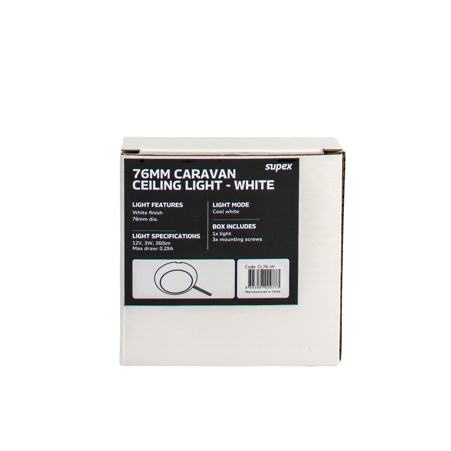 Supex Tri-Colour LED Ceiling Light 76mm White
