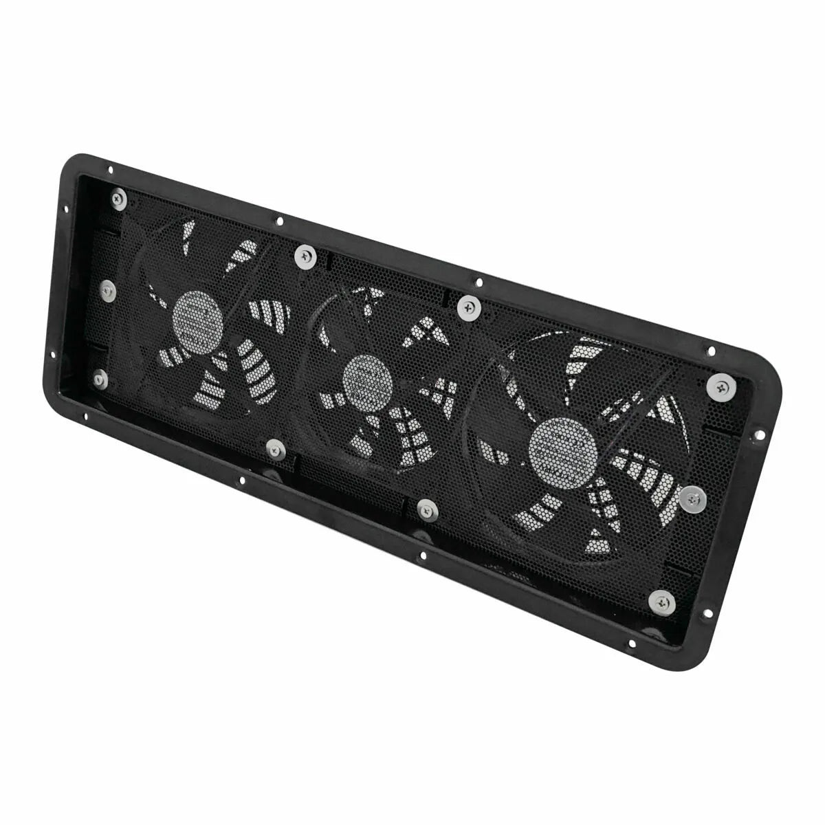 12V Caravan Fridge Vent with Triple Fans Black 480mm