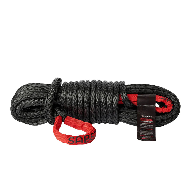 Saber 13200 KG Black SaberPro Winch Extension Rope with Red Sheath Eyes 20 m - Everything Caravans