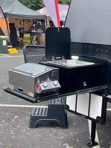 BBQ Slide Combo 600mm wide Royale Tunnel Boot Draw Slide - Everything Caravans