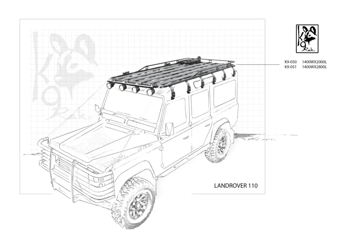 Landrover Defender 110 K9 Roof Racks Expedition Quality 1400WX2000L Expedition - Autumn Sale