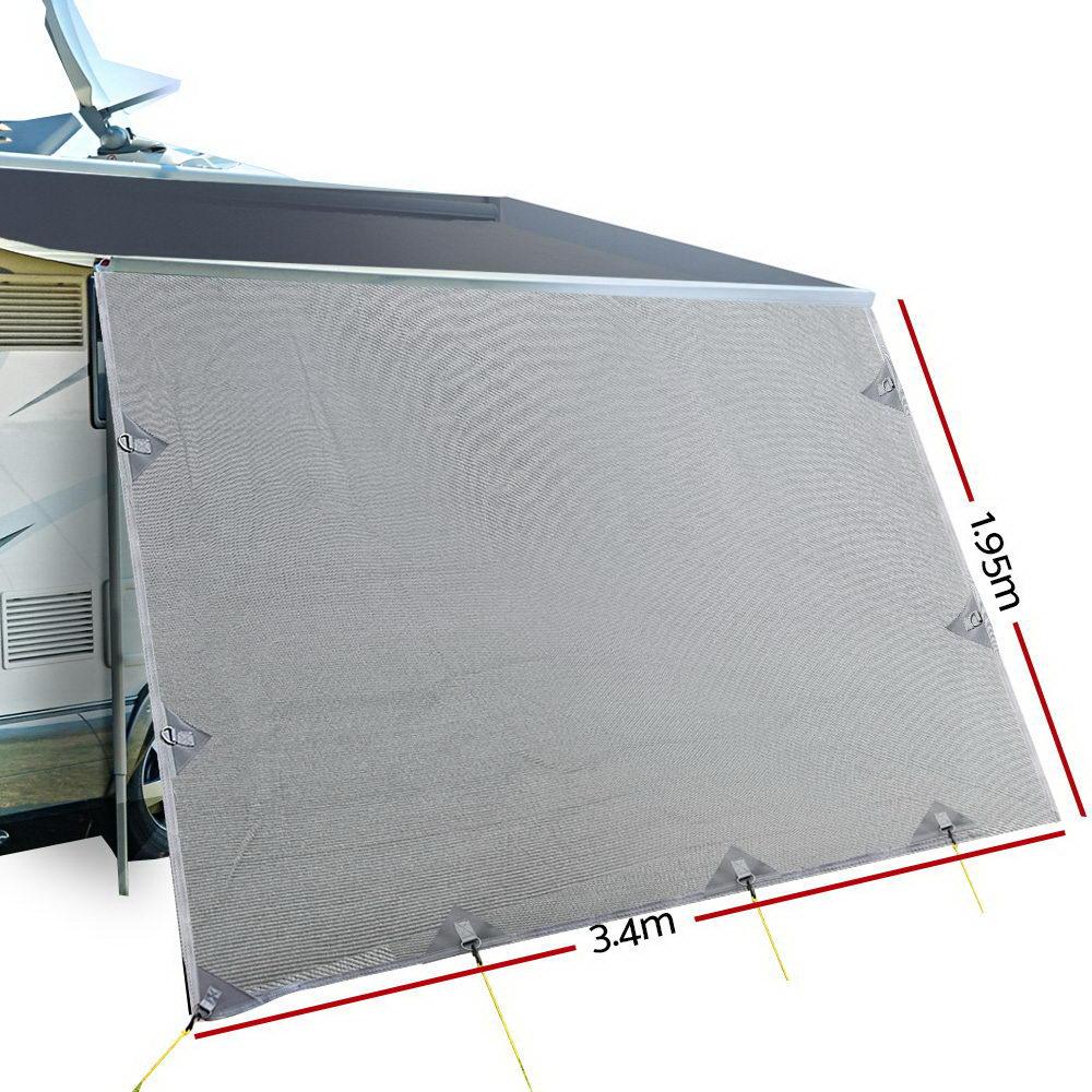 3.4M Caravan Privacy Screens 1.95M Wide Roll Out Awning End Wall