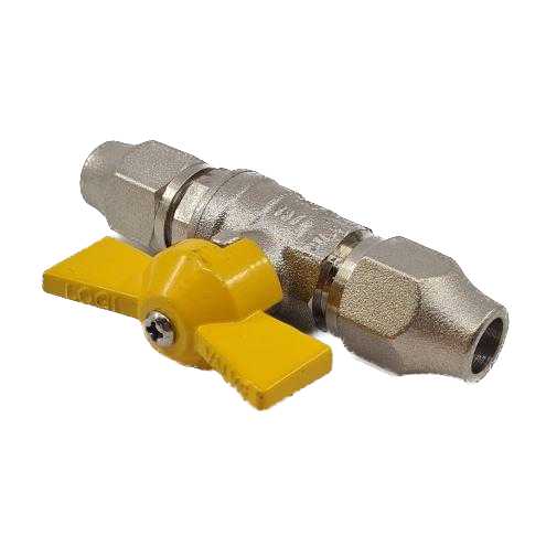 2 Way 3/8 Double SAE Flare Ball Valve 45 Deg Gas Components