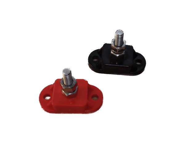 2 x Single post cable connection distribution posts blk red BLA