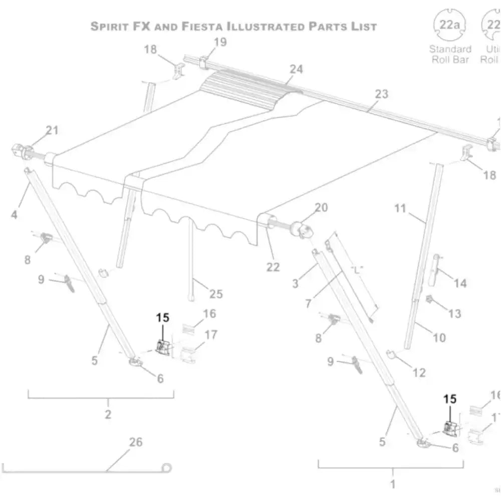 200-34206 Carefree Awning Black Bottom Bracket 901019 Diagram