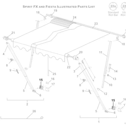 200-34206 Carefree Awning Black Bottom Bracket 901019 Diagram