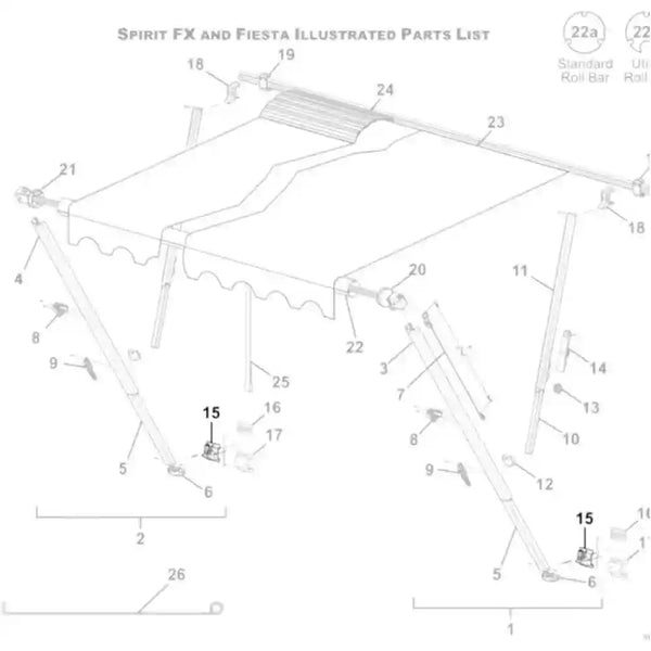200-34206 Carefree Awning Black Bottom Bracket 901019 Diagram