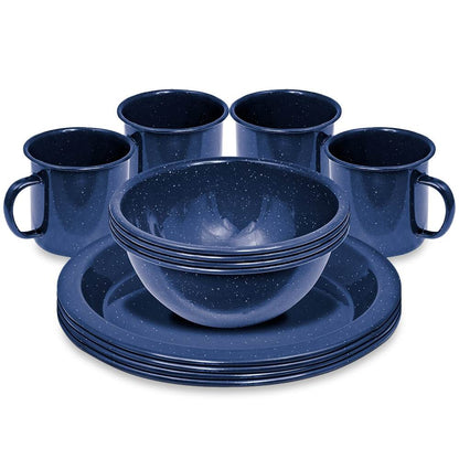 Campfire 12 Piece Enamel Dinner Set Navy Blue