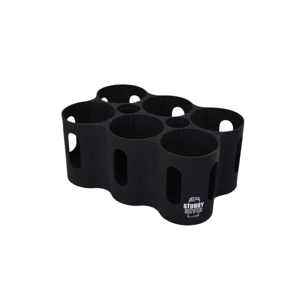 StubbySaver 6 Pack Holder Black High-Grade Silicone Protection for Cans Bottles