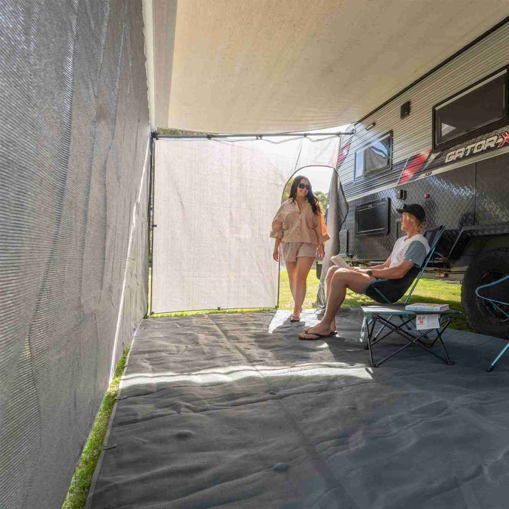 Cgear Grey Awning Privacy End Walls Angled End Drop with Zipper Door