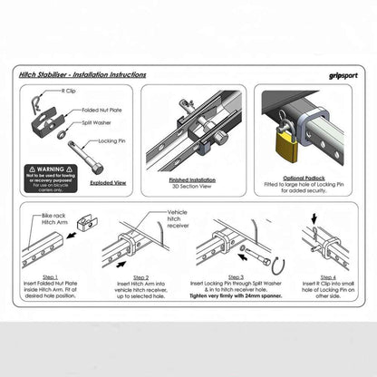 Gripsport Bike Rack Hitch Stabiliser (Anti Rattle - Anti Theft)